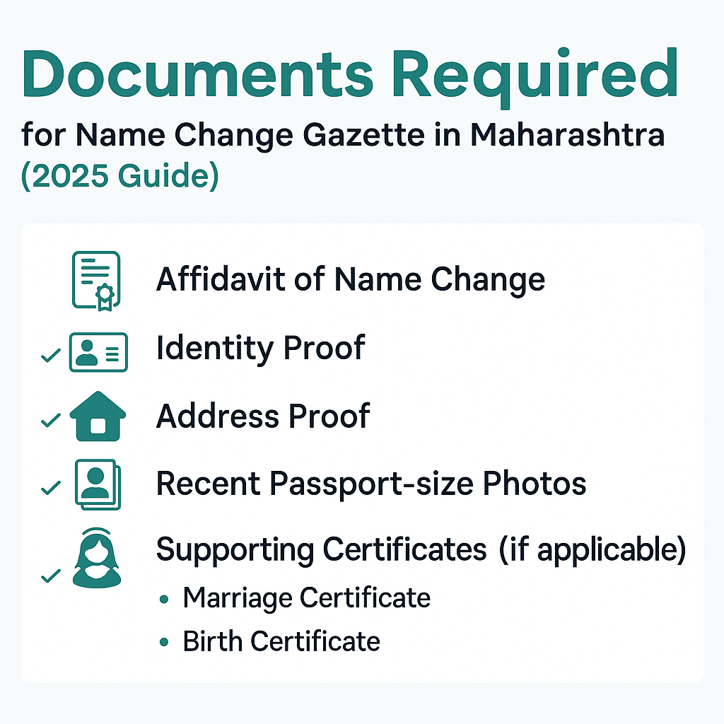 Documents Required for Name Change Gazette in Maharashtra (2025 Guide)